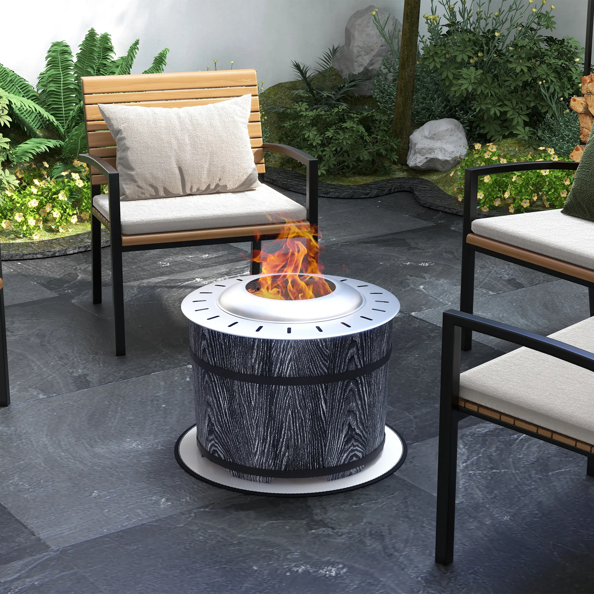 Outsunny Smokeless Fire Pit with Mat, 20