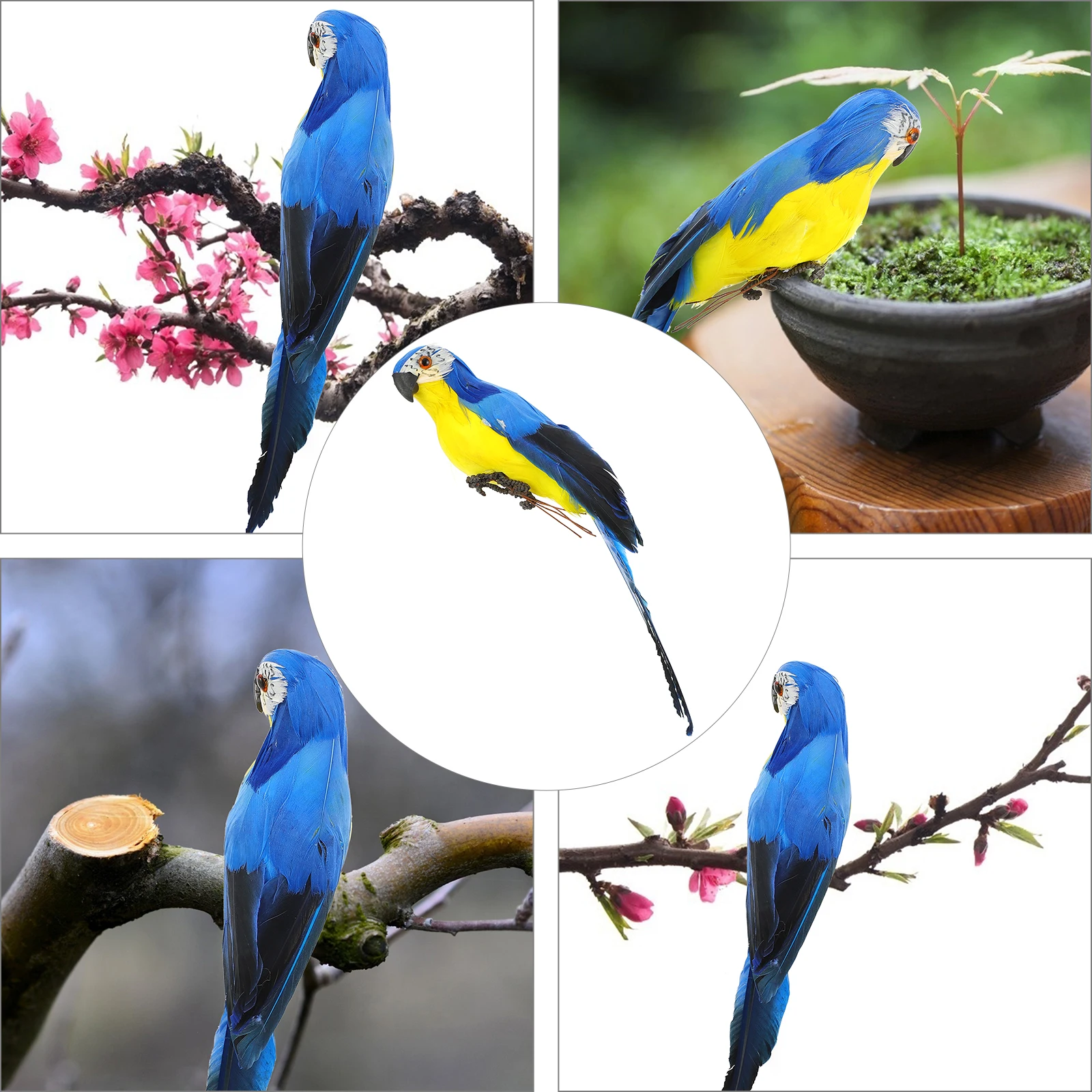

1pc Simulated Parrot Ornament Decor Garden Home Decoration Bird Model Durable Resin Garden Bird Adornment