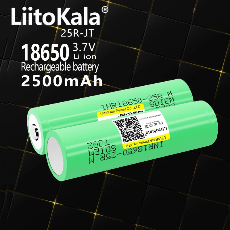 2 قطعة LiitoKala 25R 18650 2500mAh عالية استنزاف 20A 3.7 فولت بطارية ليثيوم أيون قابلة للشحن لمصباح يدوي أدوات كهربائية الشعلة كشافات