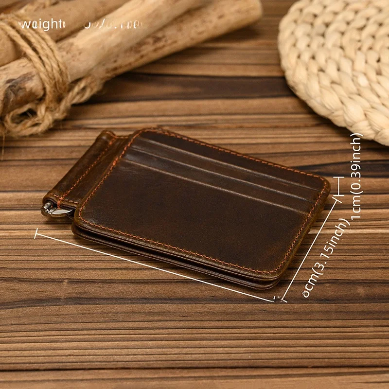 Vintage Leather Wallet for Men US Dollar Bill Holder Genuine Top Layer Cowhide Multi-Card Slot Coin Purse Short Wallet