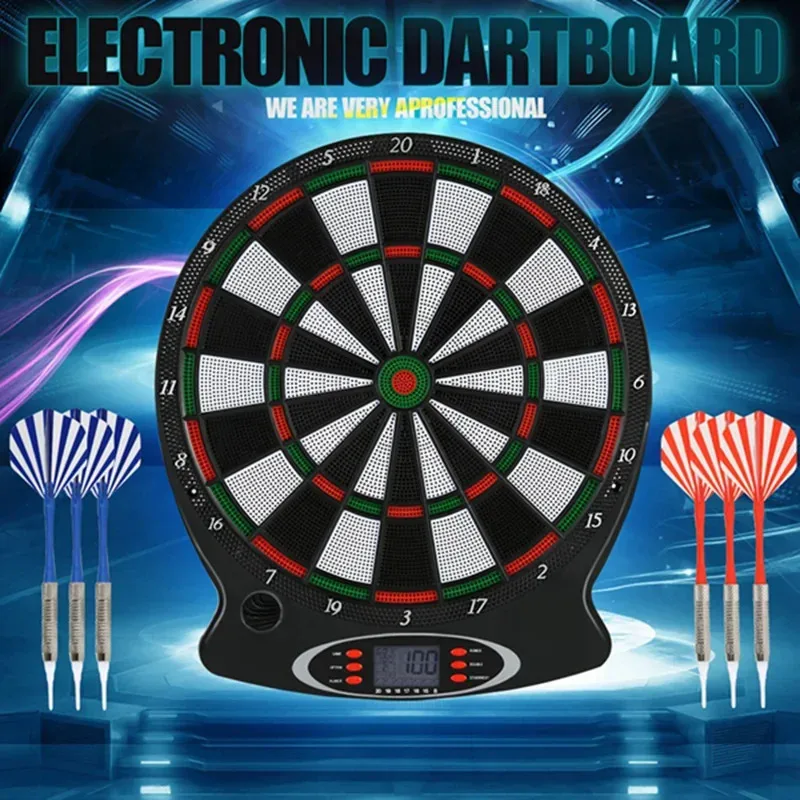 

1pc Professional Electronic Hanging Dartboard LCD Scoring Indicator Dart Game With 6pcs Darts