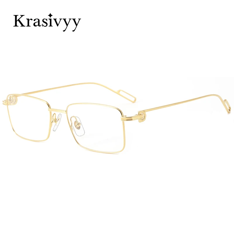 

Krasivyy Square Pure Titanium Glasses Frame Men Brand Designer Prescription Eyeglasses Women Ultralight Luxury Optical Eyewear