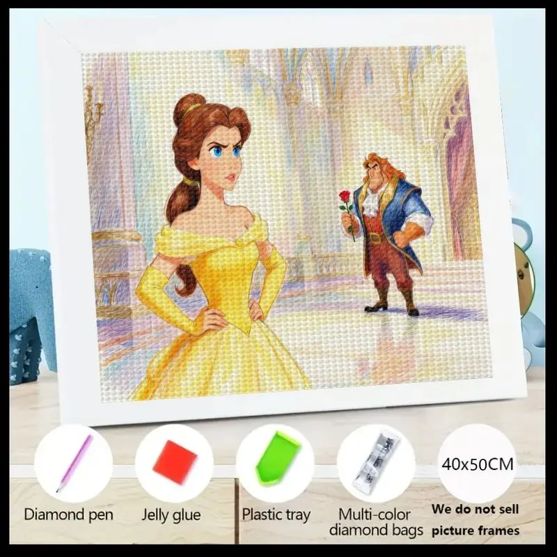 

1PC Disney Princess Beauty and the Beast Belle & Beast 5D Full Drill Diamond Painting Kit, DIY Crystal Rhinestone Art Craft Cros