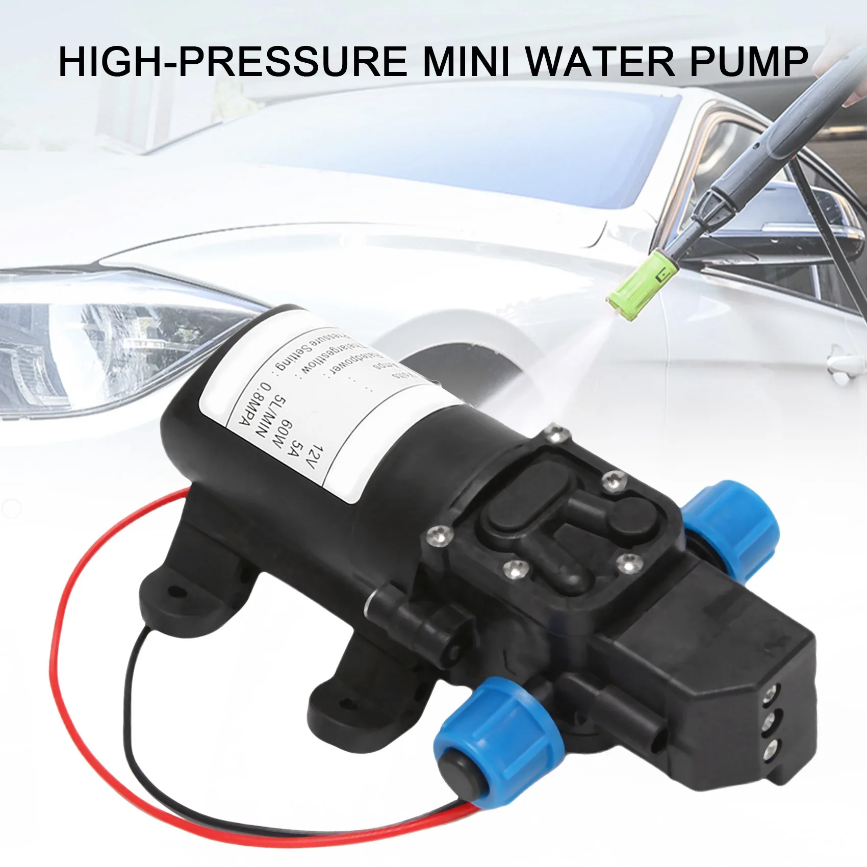 Black DC 12V 60W high-pressure mini membrane water pump automatic shutdown 5L /