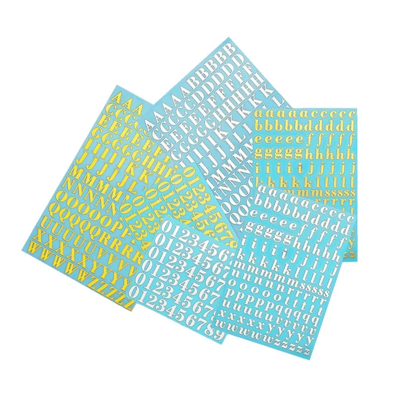 Juego de pegatinas de números del alfabeto, juego de pegatinas autoadhesivas de aleación con purpurina, Mini letras, resina epoxi, 9Mm, 6 hojas