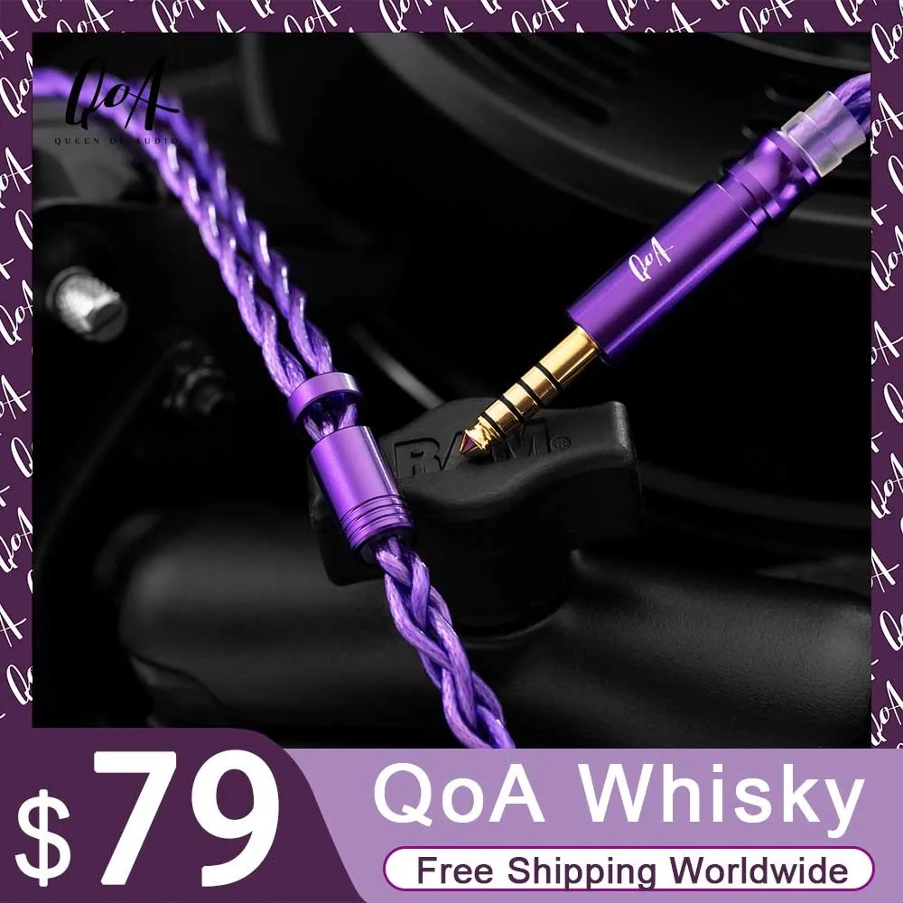 

QoA Whisky Earphone Modular Upgrade Cable Silver Plated 5N OCC Alloy Copper 0.78mm 2Pin Connector 3.5mm 4.4mm Plug For Headphone