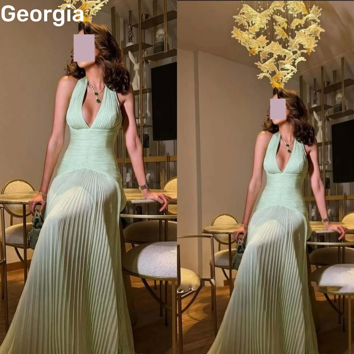 تخصيص الرسن فستان سهرة أنيق ألف خط الطابق طول فستان حفلات الزفاف سستة حتى بلا أكمام كشكش فساتين عيد ميلاد Luxu #1