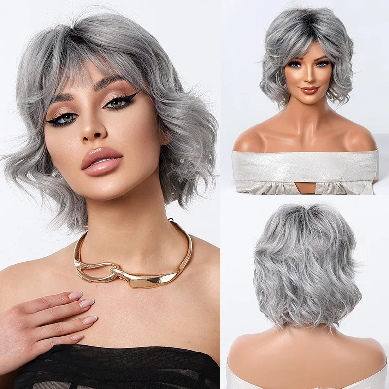 women-short-wavy-bob-ombre-silver-gray-dark-roots-heat-resistant-synthetic-hair-wigs-with-bangs-fluffy-natural-for-daily-party