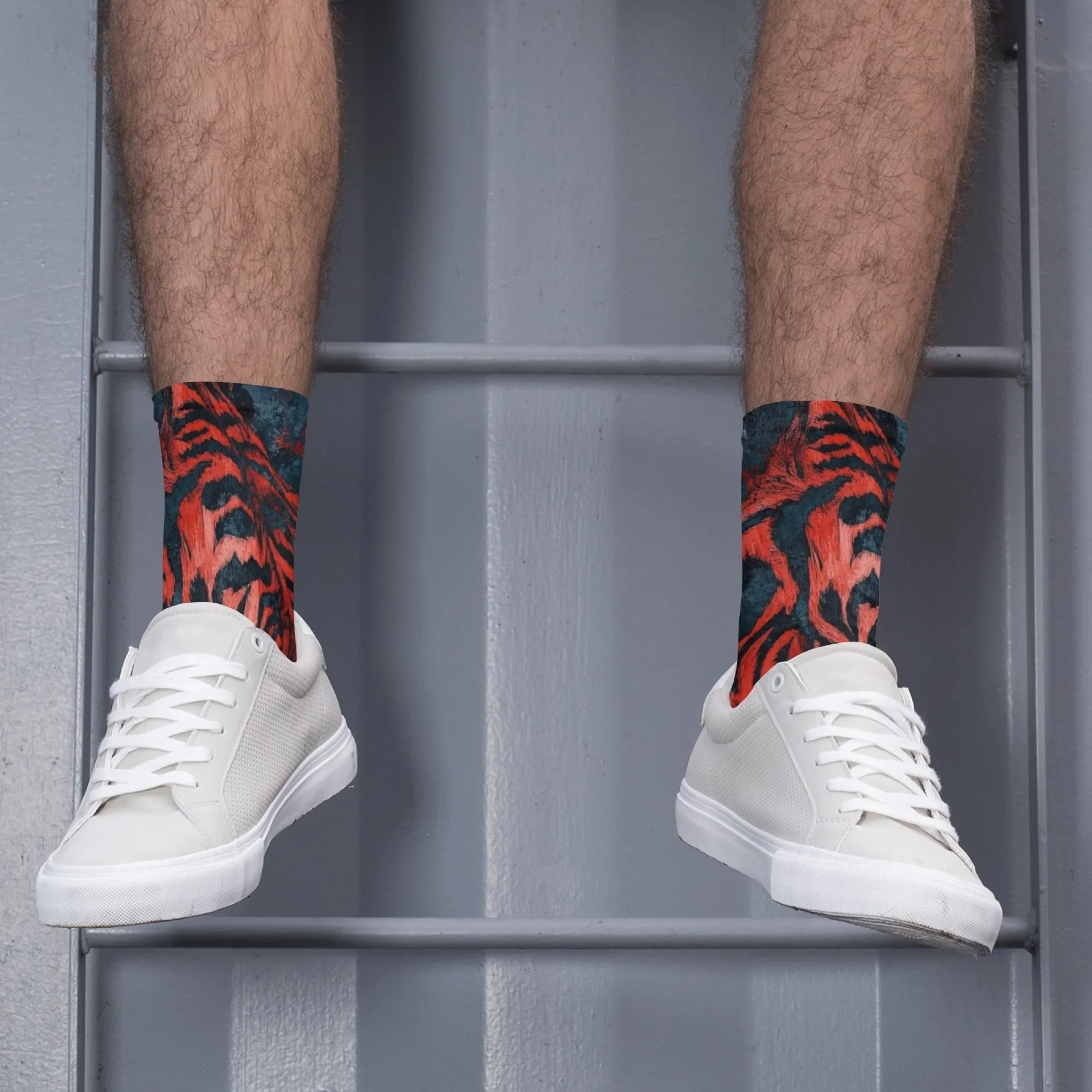 Calzini con stampa tigre di tendenza da strada, comodi calzini sportivi casual da uomo, novità interessanti, adatti a tutte le stagioni