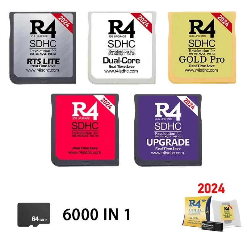 2024 R4 SDHC Adapter Flash Card 6000 in 1 Fits 3DS DSL XL/LL Secure Digital Memory Card Game Card Burning Card Game Accessories