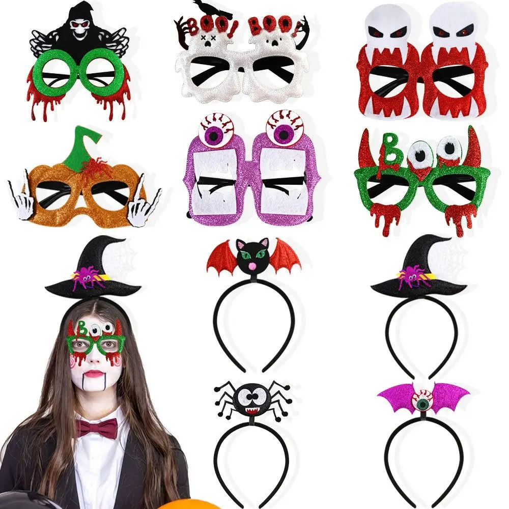Opaska na Halloween z motywem nietoperzy, akcesoria do włosów DIY, dynie, okulary na Halloween, ozdoba na głowę, nakrycie głowy, opaska do włosów z pająkami, dla dzieci.