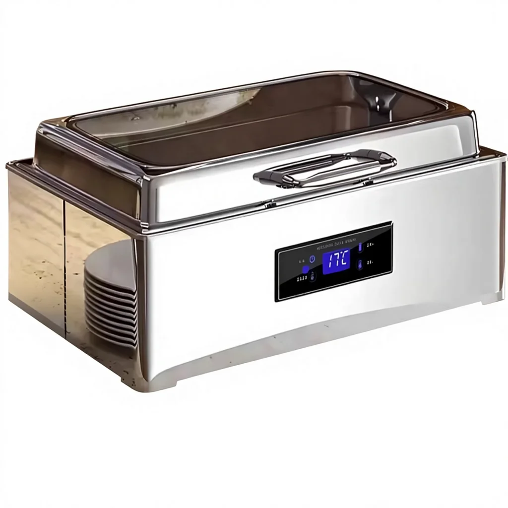 Rectangular Electric Buffet Warming Stove Chafing Dish with Hydraulic Glass Cover Buffet Heating Pot for Catering & Restaurants