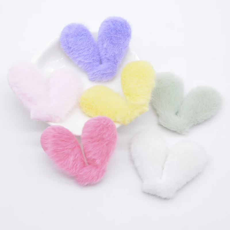 24Pcs Kawaii Rabbit Ears Padded Plush Appliques for DIY Headwear Hair Clips Decor Accessories Clothes Hat Shoes Sewing Patches