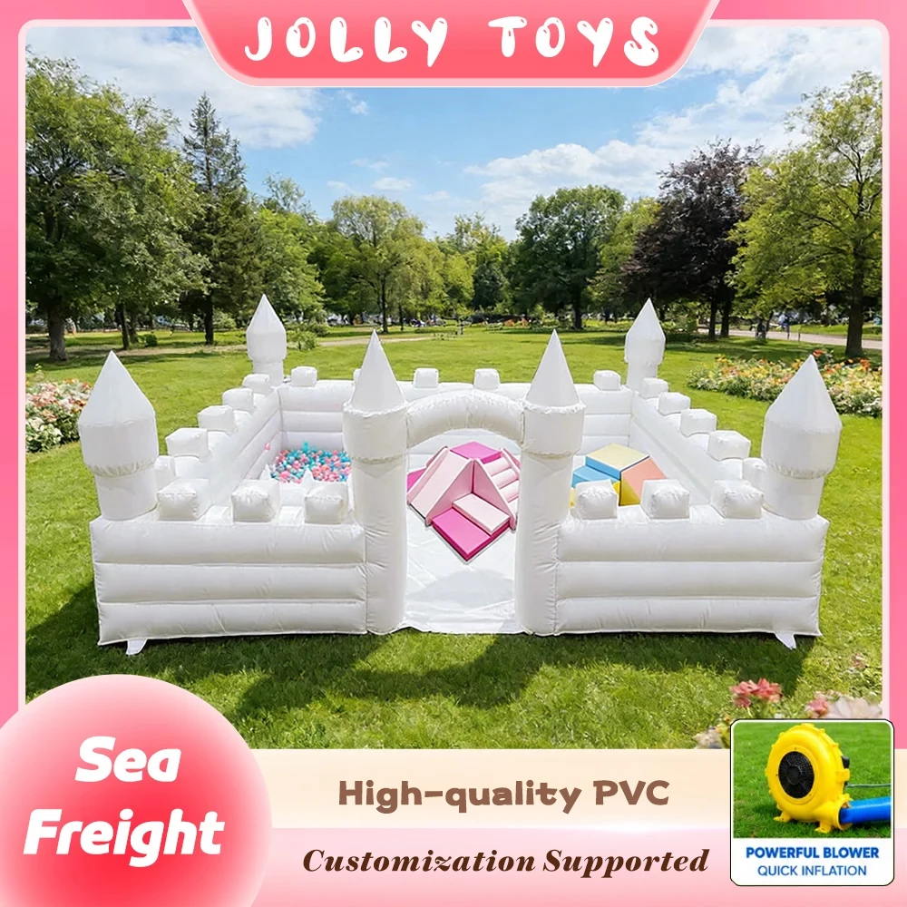 

Top-Rated Inflatable Castle Indoor Outdoor Use Including Blower for Child Birthday & Wedding Parties White Inflatable Castle