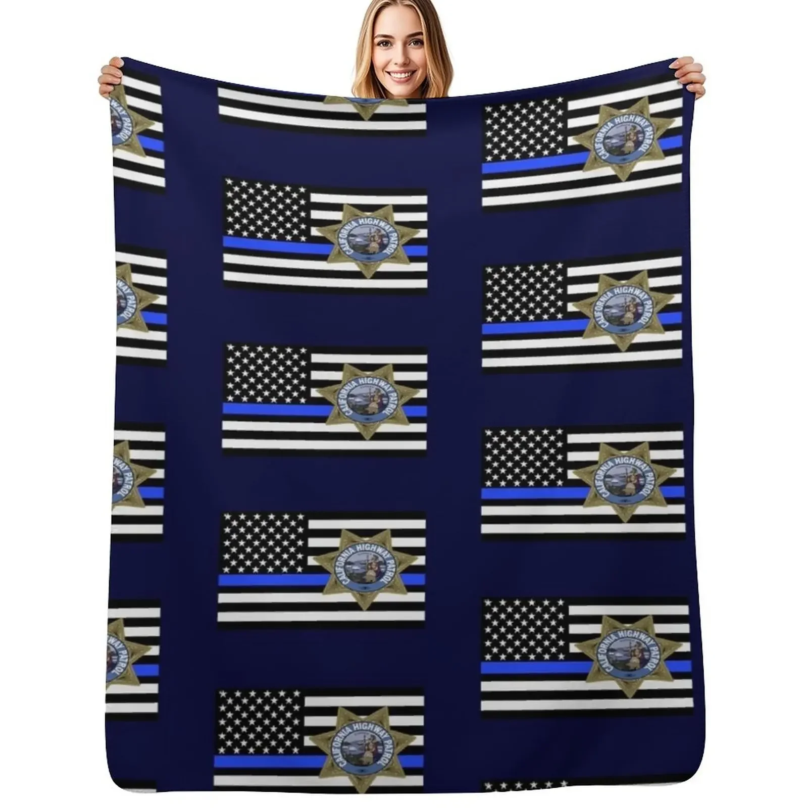 

California Highway Patrol Blue Flag Throw Blanket Hairys bed plaid Soft Plush Plaid Blanket