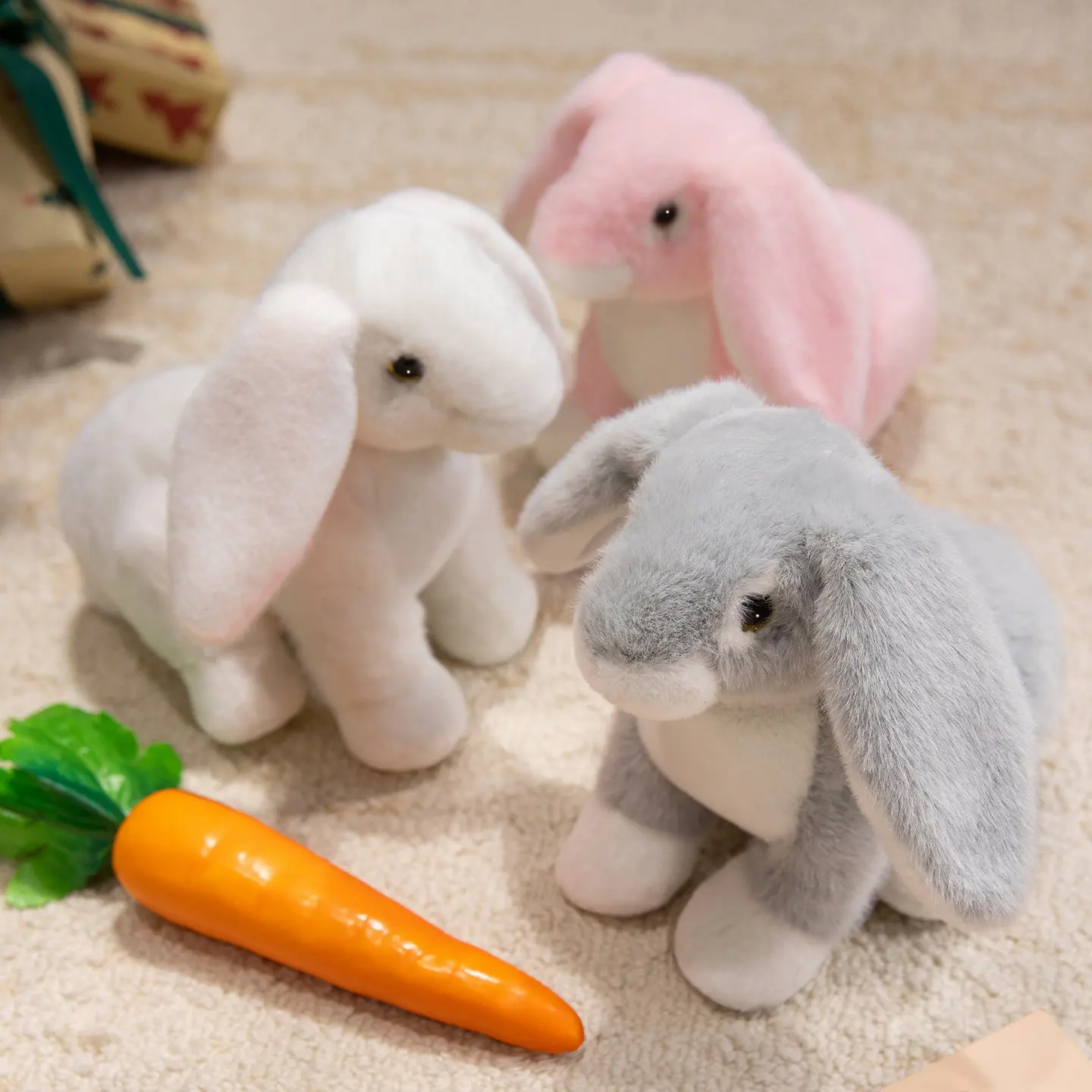 28cm kawaii dos desenhos animados simulação anime coelho de pelúcia animal brinquedo bonito coelho de orelhas longas boneca artesanal presente das crianças