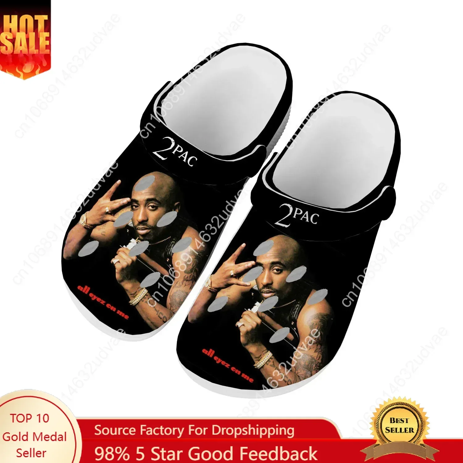 2PAC Water Shoes Men Women High Quality Fashion Home Garden Clogs Custom Sandals Beach Breathable Hole Slippers