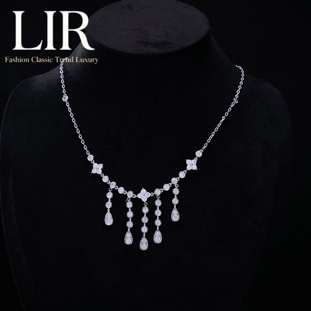 

Ожерелье с кисточками LIR Fashion с водопадом: инкрустация цирконом, женская цепочка на ключицу, элегантные, подчеркивающие шею украшения