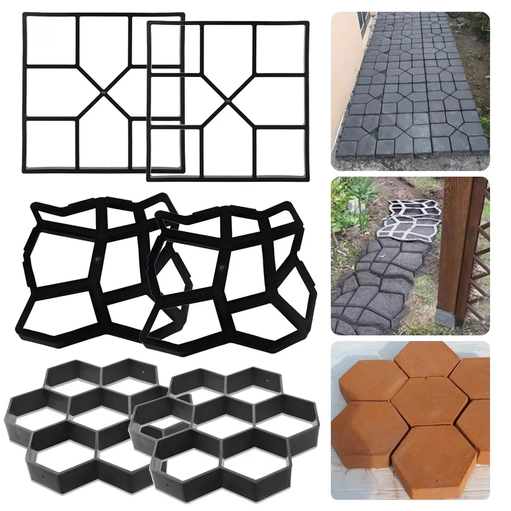 Garden Mold Walk Pavement Reusable DIY Manually Paving Cement Brick Stone Road Concrete Molds Manually Paving Patio Molds