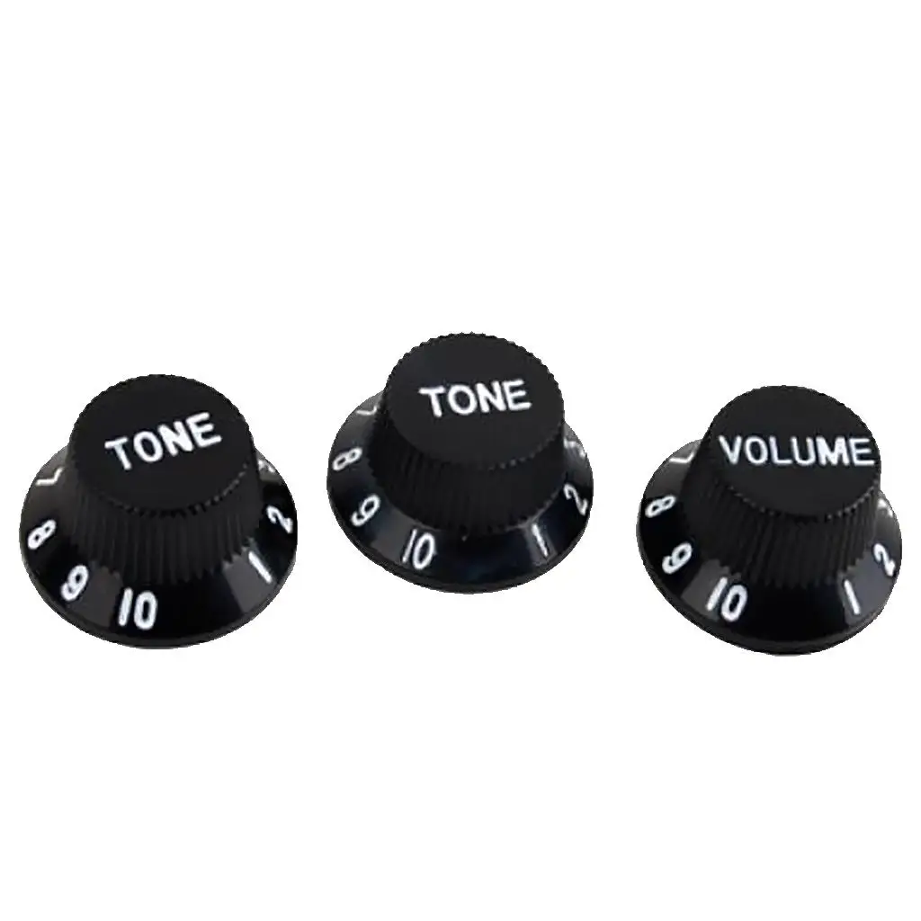 Plastic Set of 3 Black Speed Volume Tone knob w/ White Detail for Electric Pickup Guitar