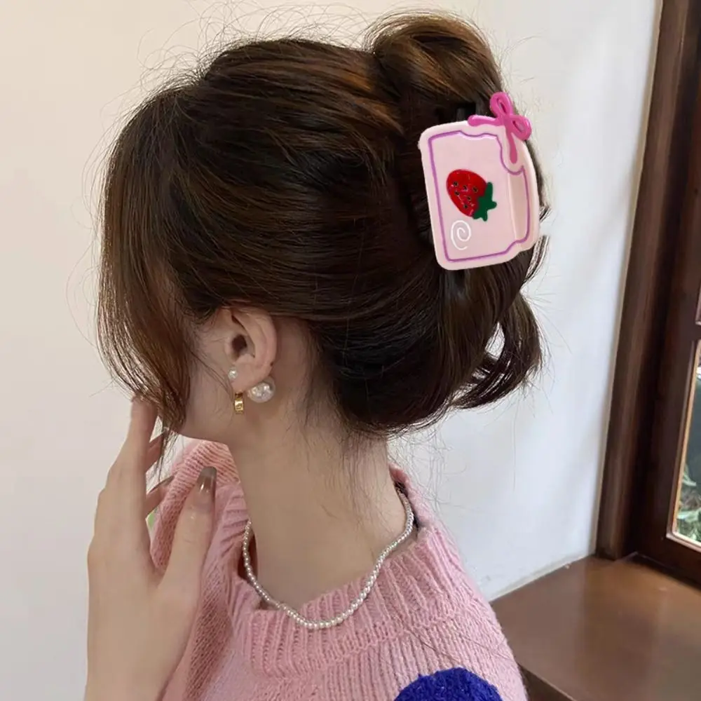 

Elegant Cute Strawberry Grab Clamps Bow Headwear Cartoon Hair Claw Geometry Sweet Acetic Acid Shark Clip Female