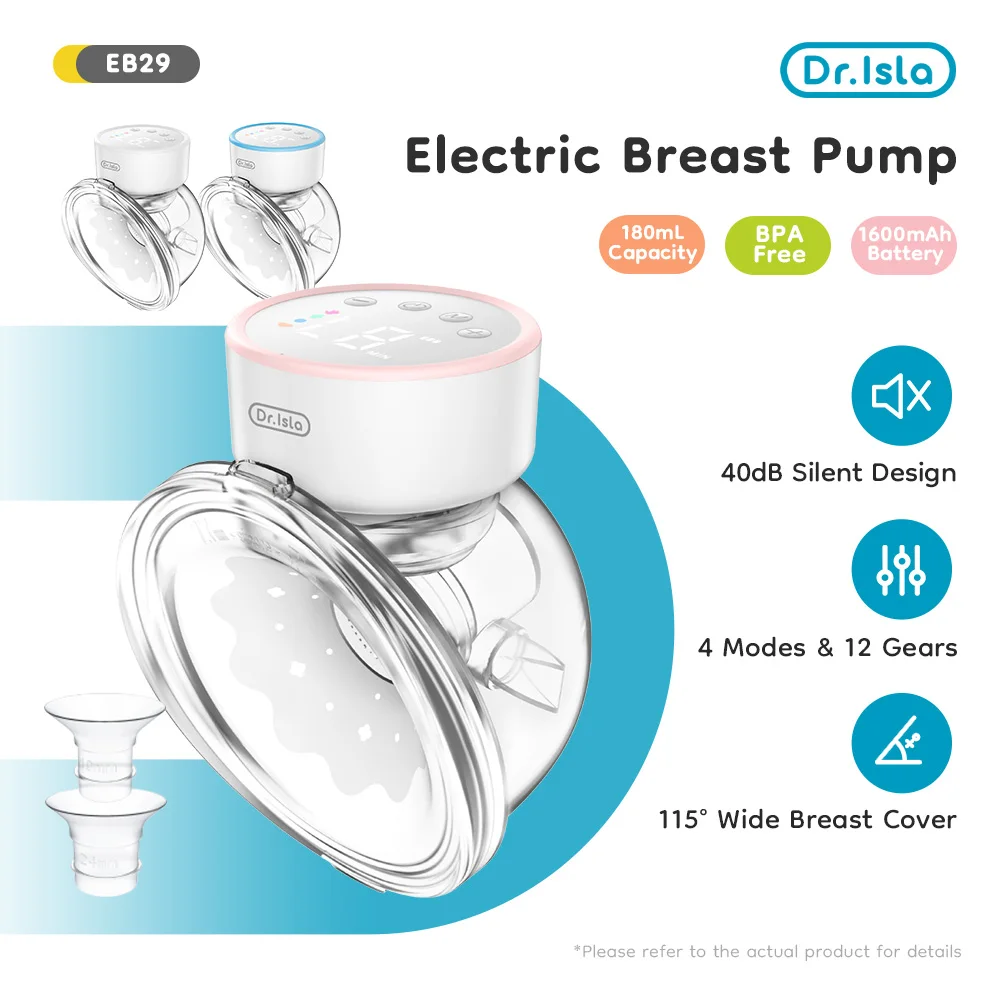 Dr.isla Portable Wearable Electric Breast Pump 4Modes Hands Free Breast Pumps 180ml Milk Collector With 1600mAh Battery BPA Free