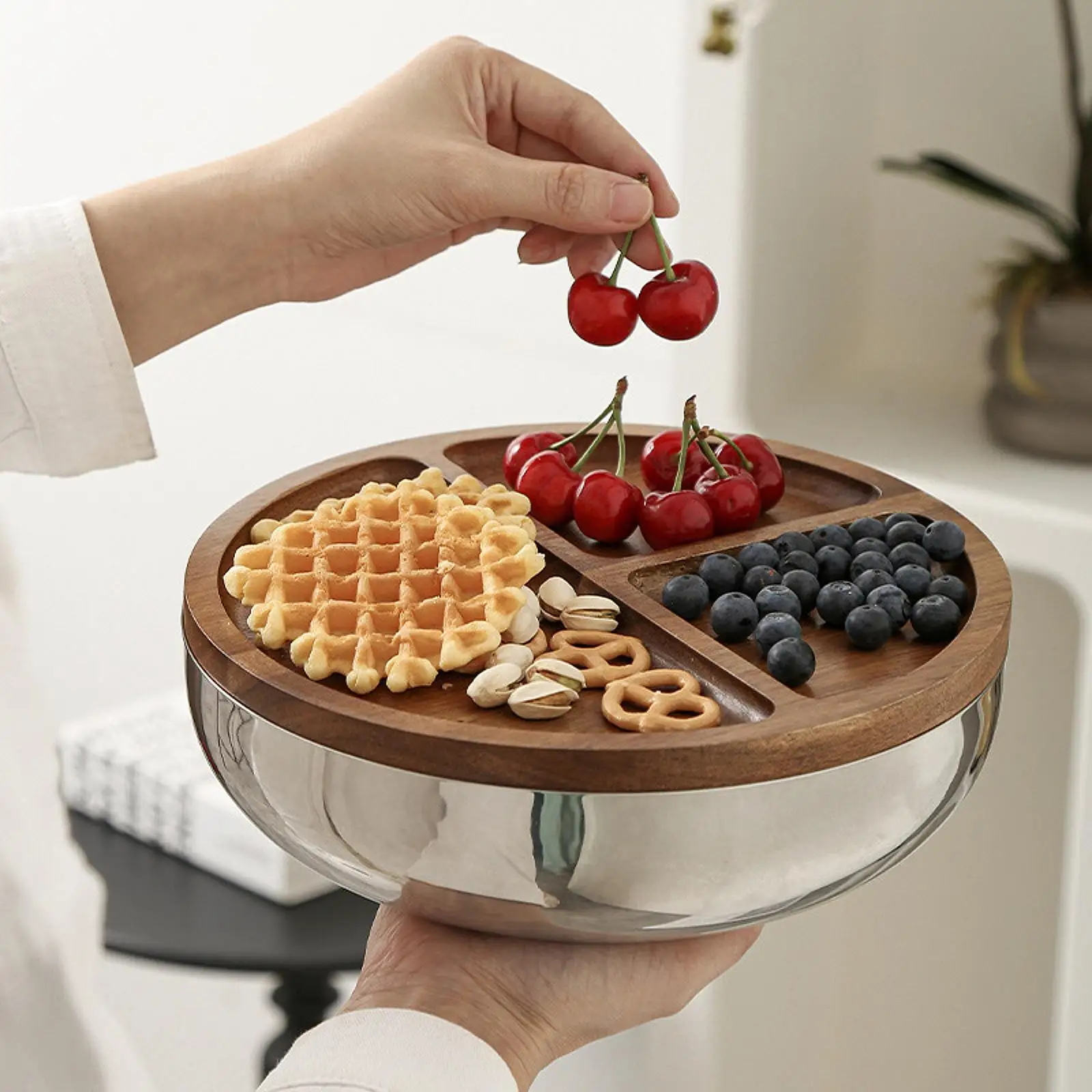 Stainless Steel Candy Storage Jar Decorative Tray Trendy Candy Snack Tray Living Room Decor Tray Snack Storage Canister Nuts