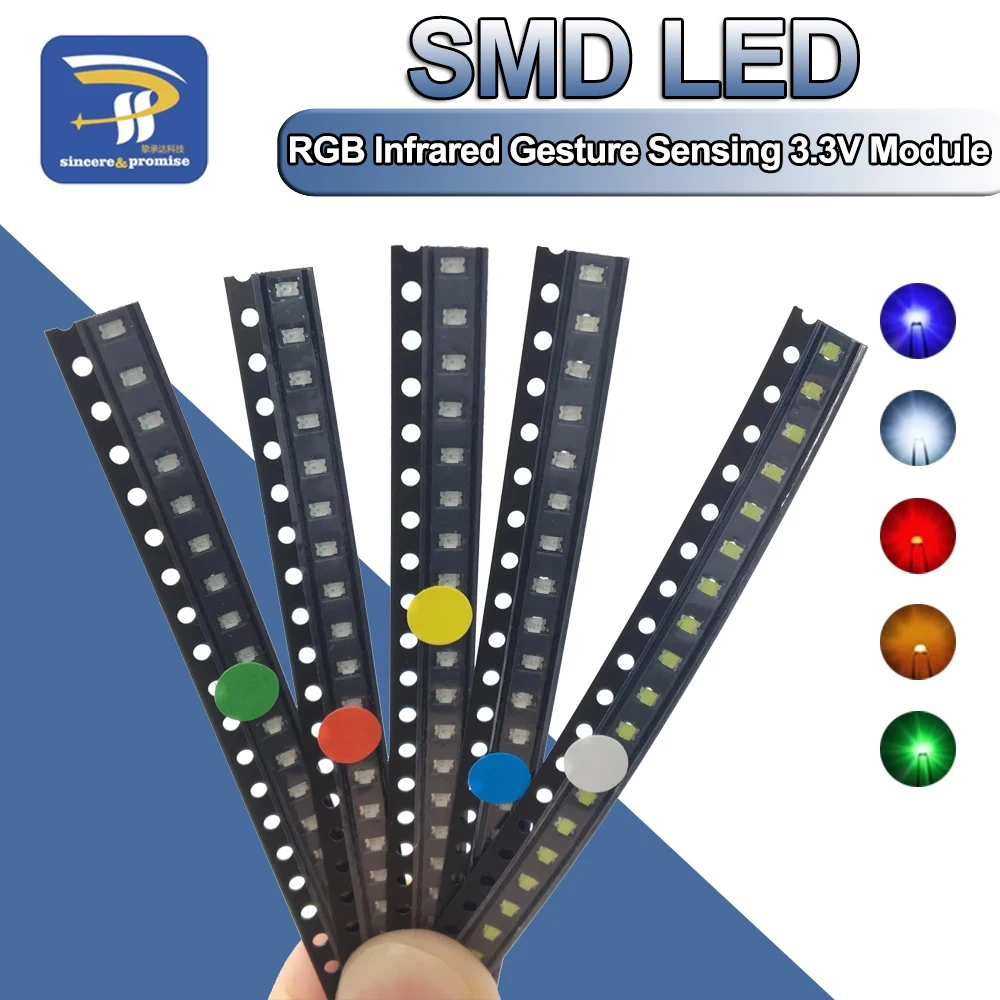 100PCS/LOT 0603 0805 1206 SMD White Red Blue Green Yellow 20pcs each Super Bright 1206 SMD LED Diodes Package Kit