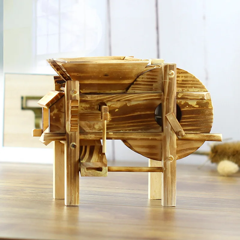 Wooden Ancient Windmill Model Toy Creative Antique Farm Tool Model Children's Imitation Music Box