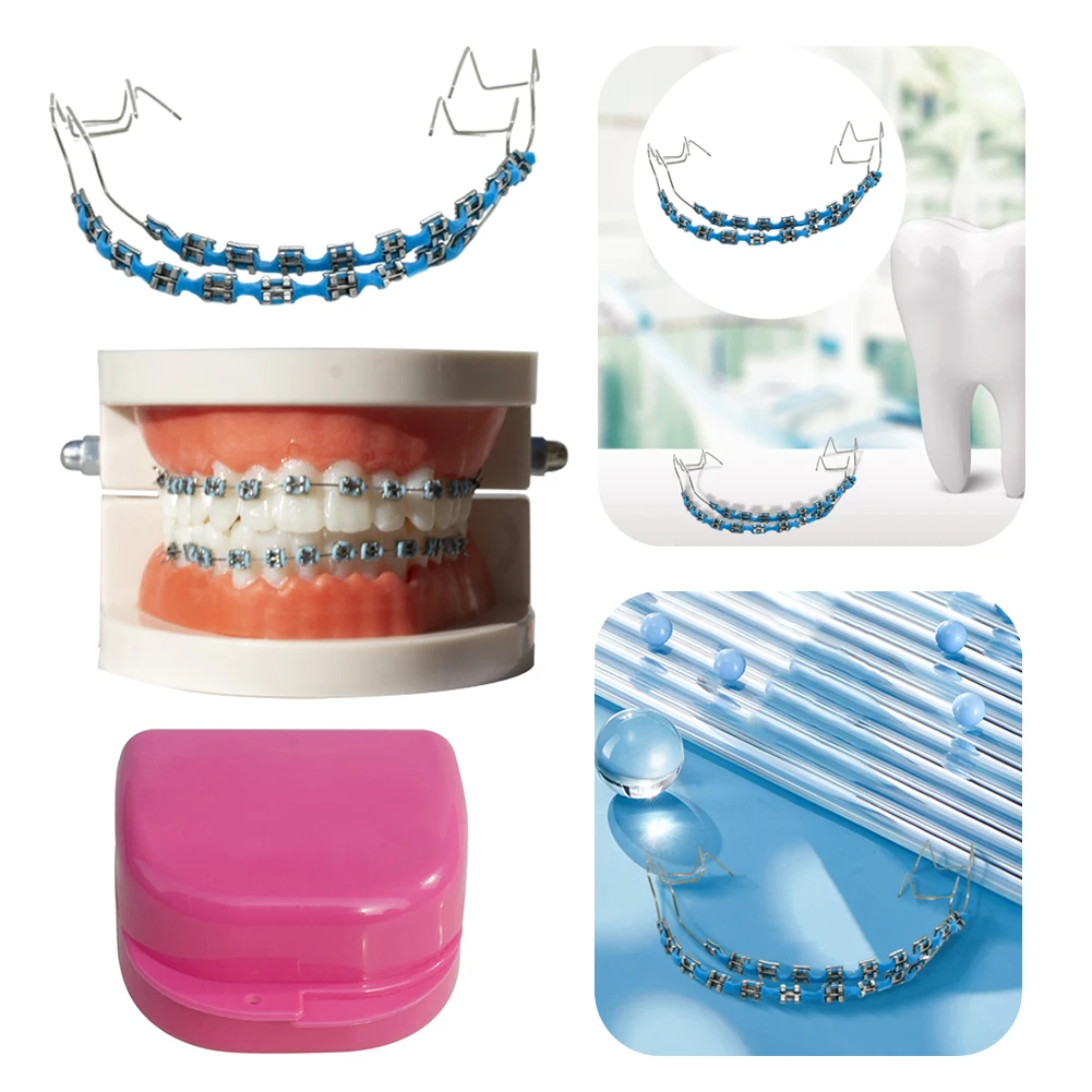 Temporary Tooth Decoration Dental Metal Bracket with Metal Wires & Bracket Dental Tool with Ligature Ties for Tooth Decor