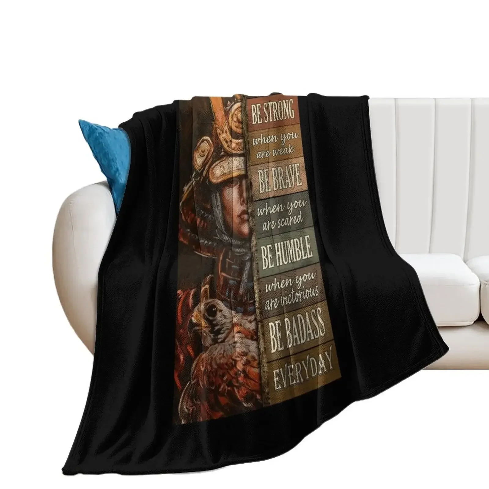 Female samurai be strong brave humble Throw Blanket Retros bed plaid Bed linens Picnic Blankets