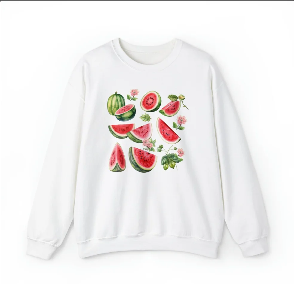 Watermelon y2k Aesthetic Trendy Crewneck Sweatshirt Gift For Her Gift For Gardener Korean Fashion Clothing Women 2023