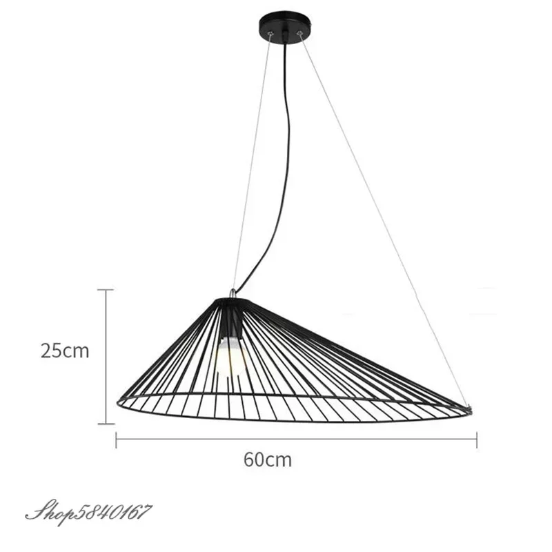 Скандинавские подвесные светильники в стиле пост-модерн, железная соломенная шляпа с вертикальной подвеской, столовая, стальная лампа для украшения гостиной
