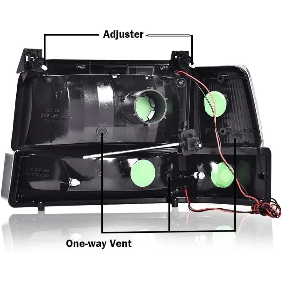 مجموعة المصابيح الأمامية LED DRL للمصابيح الأمامية الأمامية مع إشارة الزاوية لسيارة Ford F150 Bronco F250 F350 19921997 المركبات Clear Le #4