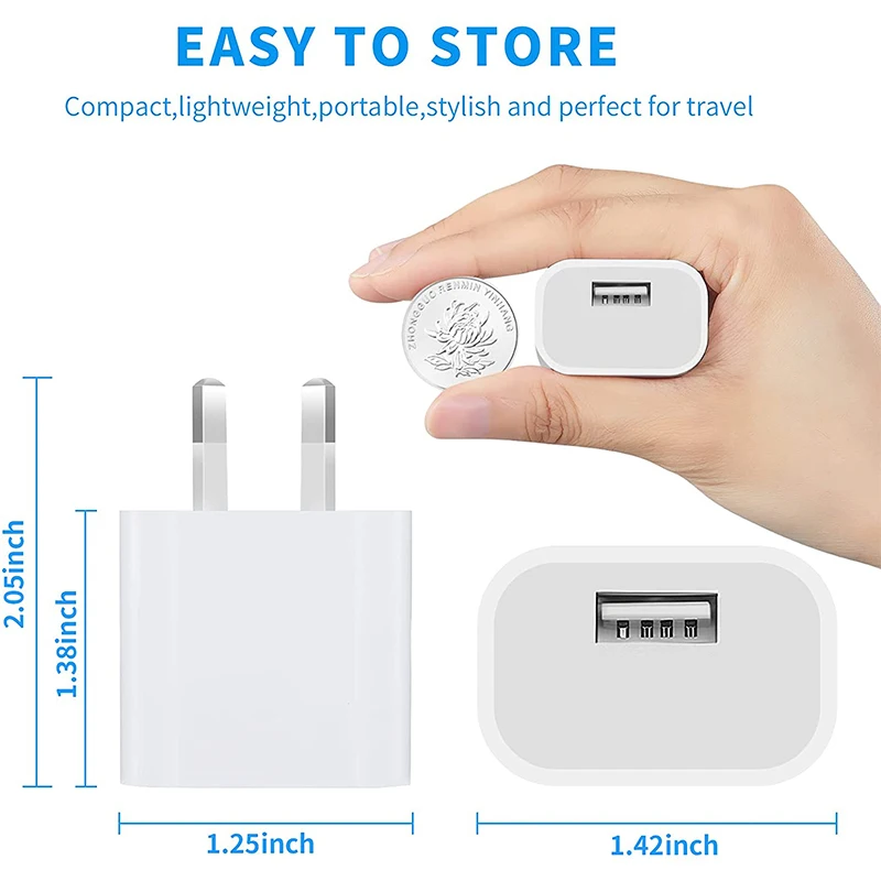 1/5Pcs One Port Universal Travel 5V 2A USB AC Wall Home Charger Power Adapter AU Plug Phone Charging Head Australian Standard - náhled 2