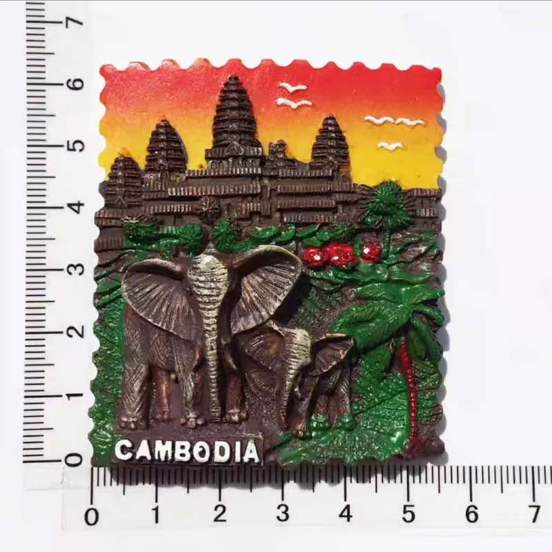 캄보디아 3D 수지 냉장고 자석, 냉장고 스티커, 기념품, 귀여운, Bayon, Siem, Reap, Angkor, Wat, Buddha, 선물, 1 Pc