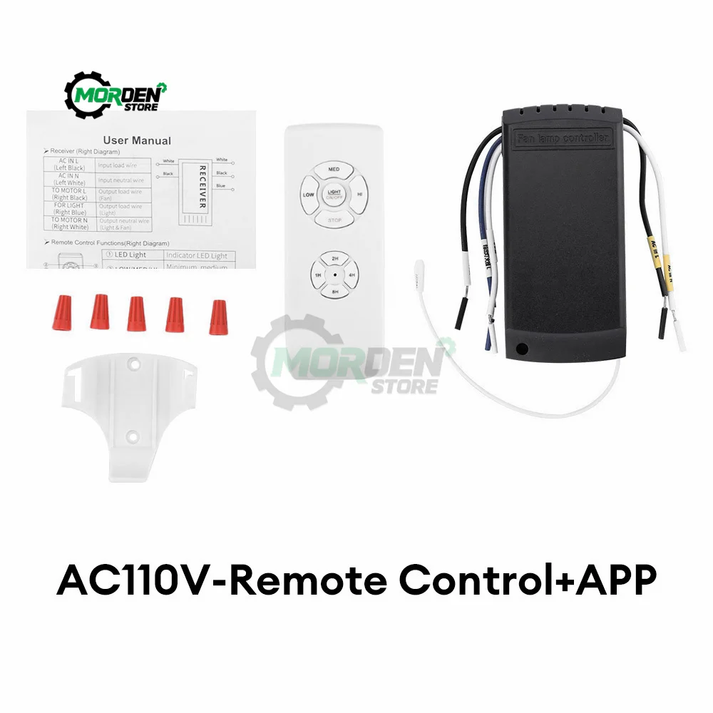 Universal Ceiling Fan Lamp Remote Control  SwKit AC 110-240V Timing Control Switch Wind Speed Transmitter Receiver Power Supply