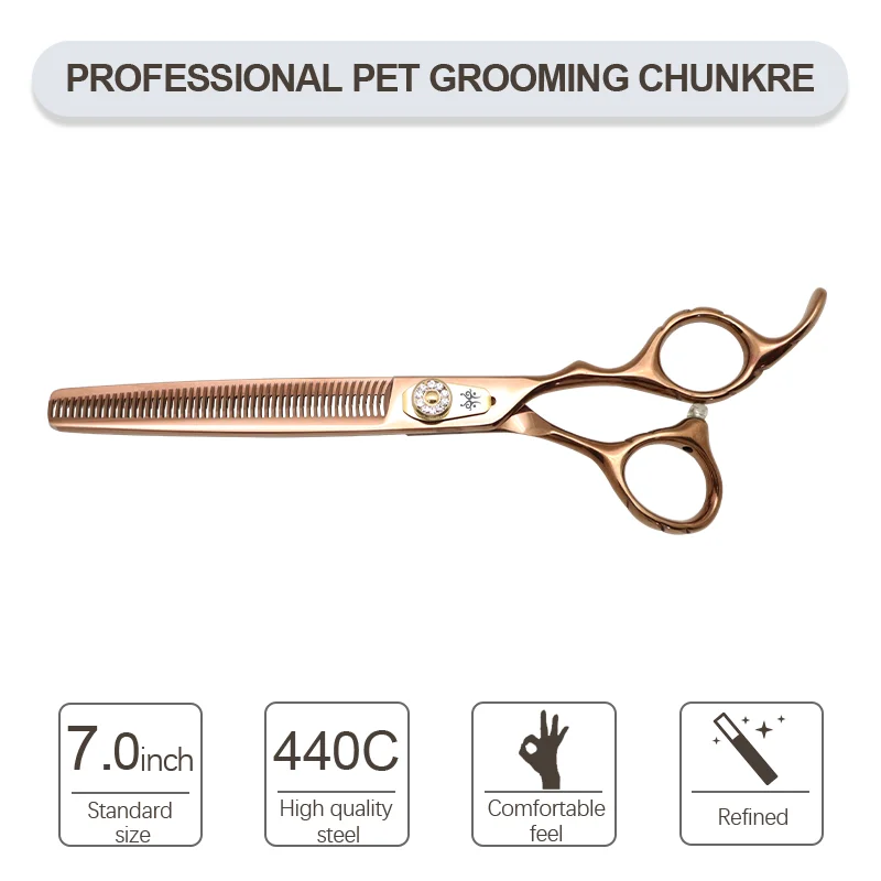 Pet Grooming Scissors JP440C 7in Professional Thinning Shears Trimming for Groomer Double-sided Teeth Dog Hair Cutting Scissors