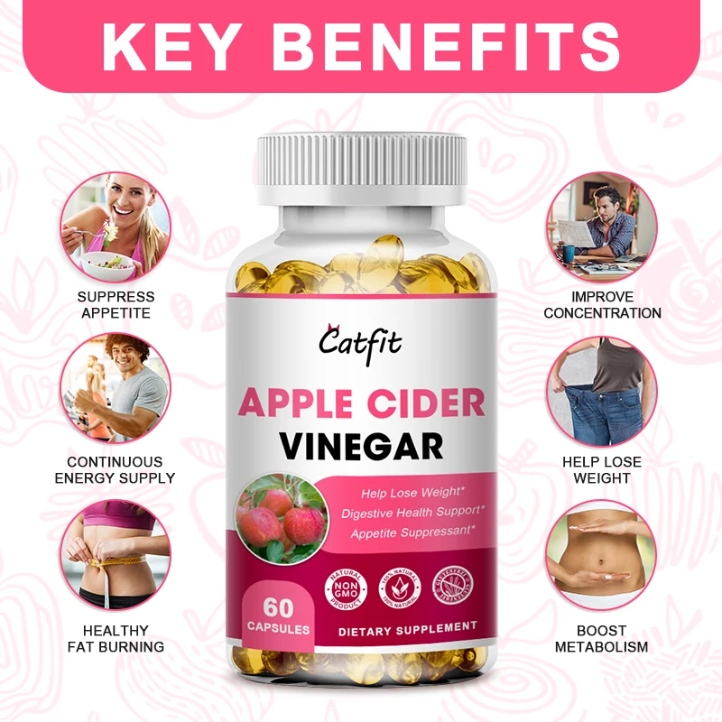 Catfit Natural Nature Apple Cider Capsule Keto Diet Ketoperiod Weightloss Product Malic Acid Health care Snack