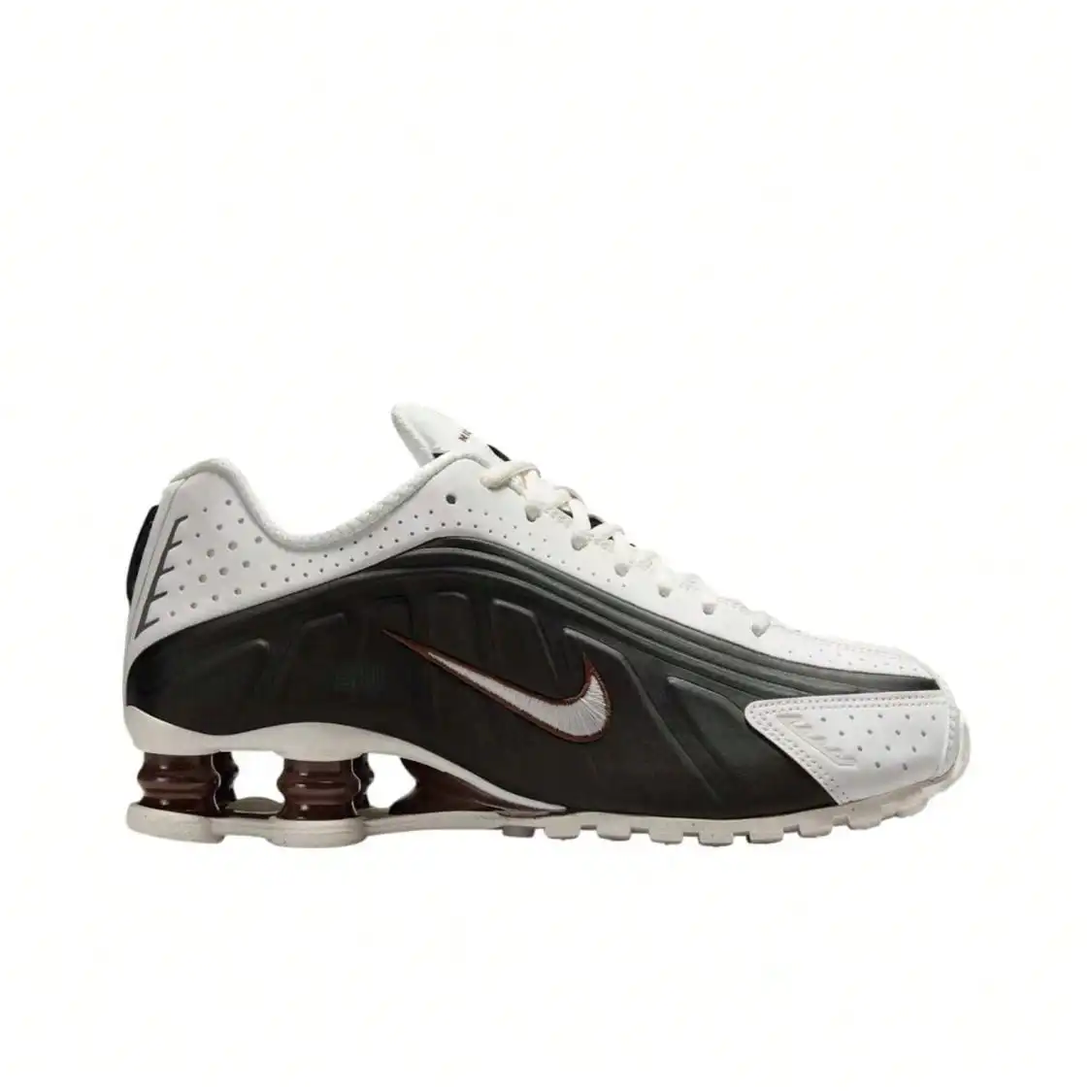 Nike Shox R4 Barely Rose Comfortable Non-Slip Durable Low-Top Casual City Commute Running Shoes, Women, Black & White