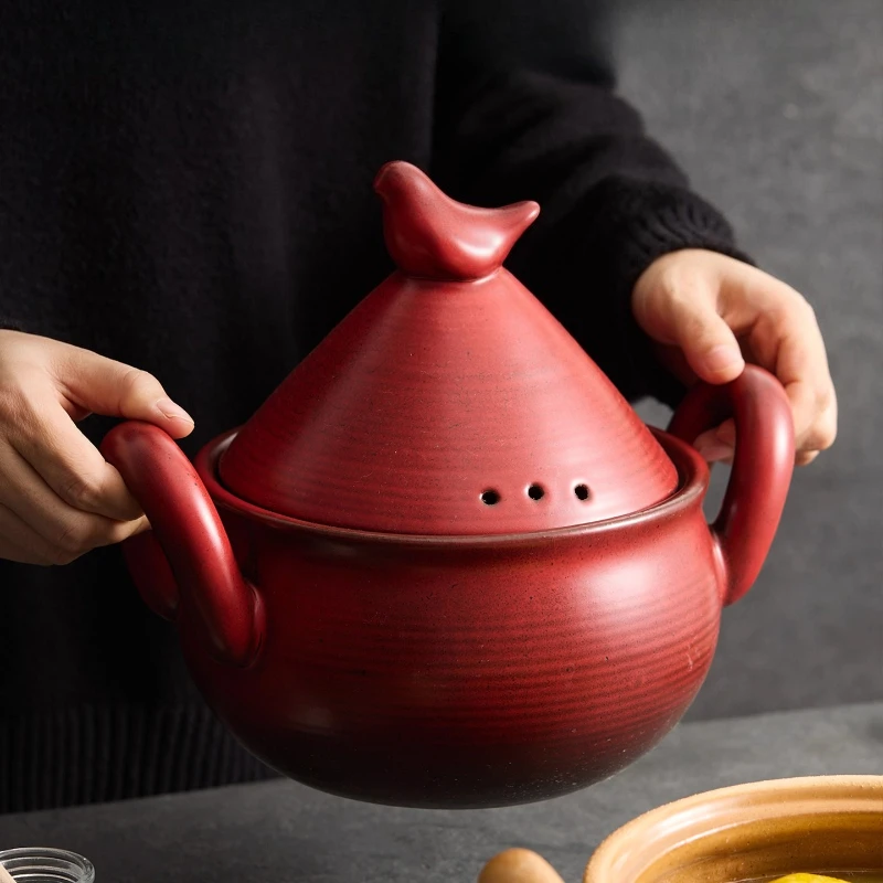 Lovely Companion Clay Pot for Cooking - High-Temperature Safe Ceramic Casserole,Dry-Heat Resistant for Soups & Braises Soup Pot