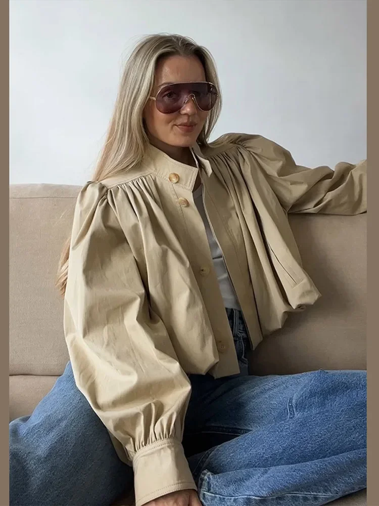 

Autumn New Fashion Stand Women Trench Coat Long Sleeve Single-breasted Bomber Jacket Female High Street Outerwears