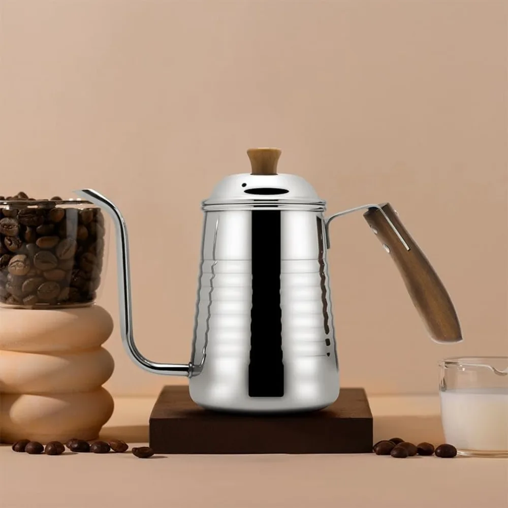 Elegant 700ml Gooseneck Kettle, Precision Pour Over Coffee & Tea, Stainless Steel, Wood Handle, Gift Box - view 6
