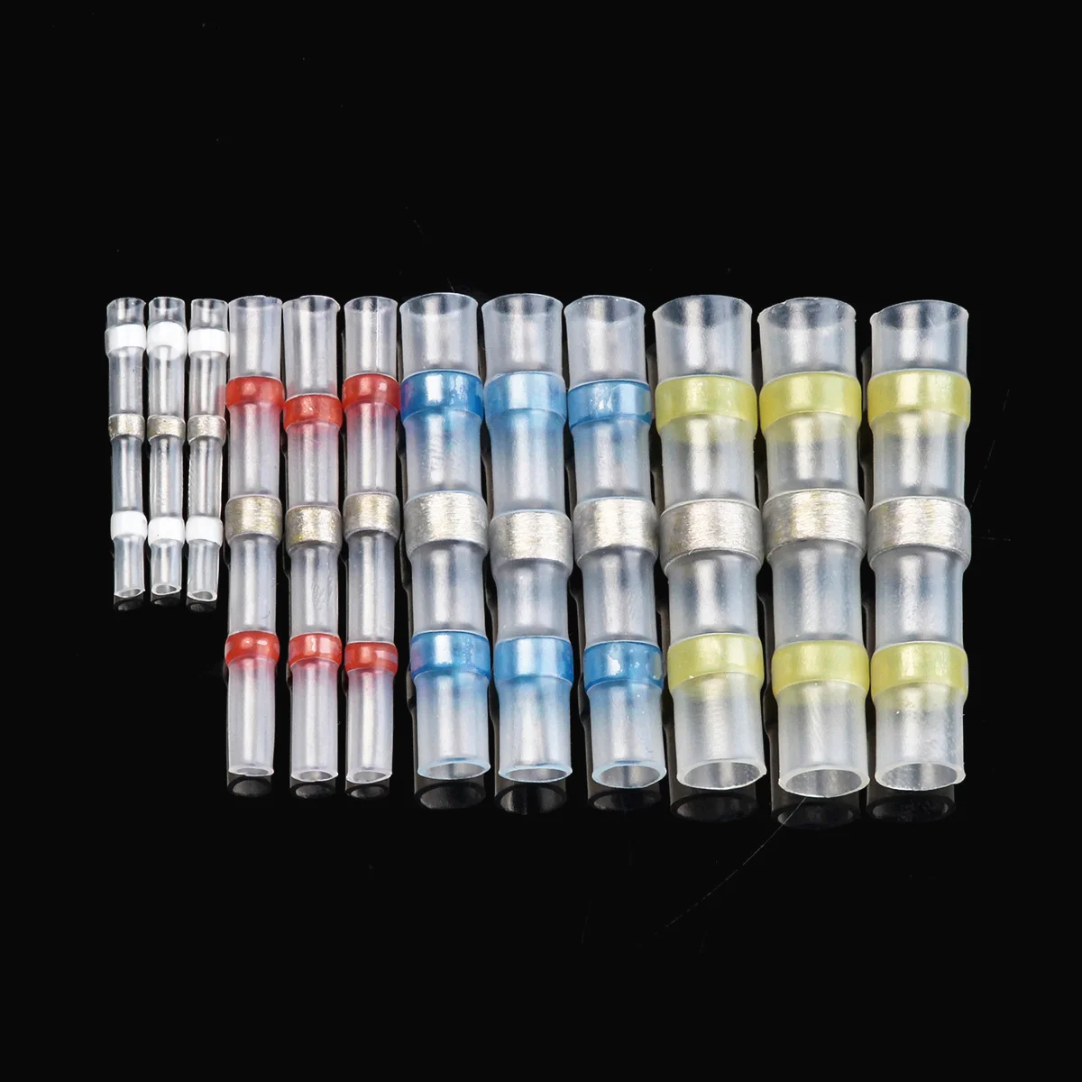 50PCS Insulated Solder Seal Wire Connectors Heat Shrink Solder Butt Connectors Splice Connector Kit for Automotive Marine