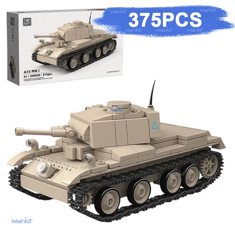 375-teiliger Klassischer Cruiser Panzer Modellbausatz Militär Armee Fahrzeug Bausteine Kreatives DIY Konstruktionsspielzeug Geschenk für Jungen