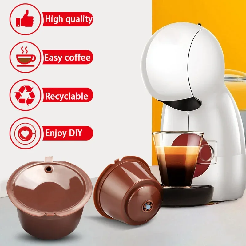 Reusable Coffee Capsule Filter Cup for Nescafe Dolce Gusto + Spoon - Refillable Caps for Coffee or Tea
