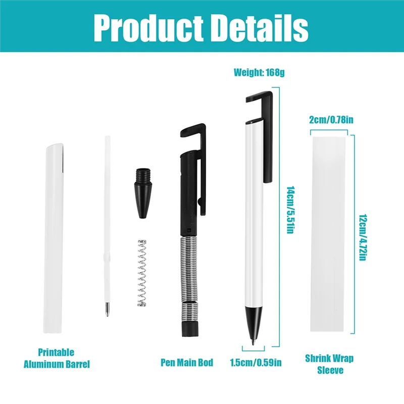 ABKI-1 مجموعة التسامي القلم فارغة السائبة يتقلص التفاف كم حامل هاتف المحمول الألومنيوم التسامي الفراغات التسامي