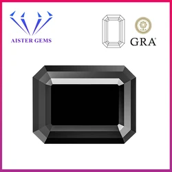 Never Fade Black Emerald Cut Moissanite Stone 1.0-5.0ct Pass Diamond Tester with GRA Certificate for Moissanite Jewelry Making