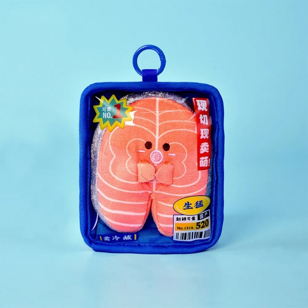 Salmon Seafood Platter Pendant Fish Fillets Octopus Seafood Sardine Plush Keychain Fresh Shrimp Squid Mini Hanging Doll Bag