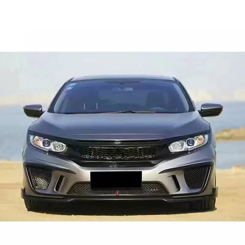 

High Quality Car Bumpers with Grille for Civic 16-20 10th Generation Modified MS Look Like Body Kit Automotive Bodykit